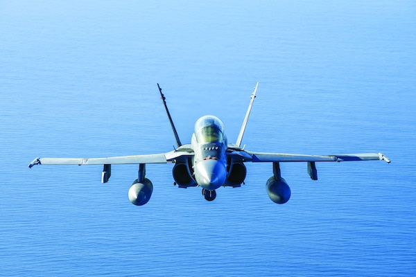 A VX-31 “Dust Devils” EA-18G Growler flies over the Point Mugu Sea Range during a photo exercise. The squadron supports Naval Air Warfare Center Weapons Division in developing and testing capabilities that enhance warfighter survivability.