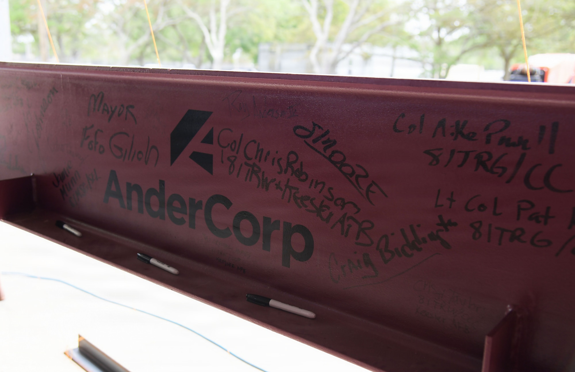 A structure is on display with signatures.