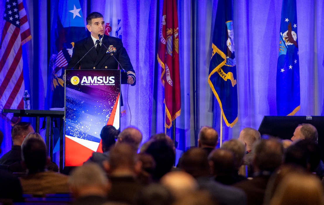 Rear Adm. Rick Freedman, acting U.S. Navy surgeon general: “By 2027, Navy Medicine will deliver agile, scalable, trained, and certified expeditionary medical teams to provide enduring support to the Navy and joint force.” He joined the U.S. Air Force and U.S. Army surgeons general to speak on military medical readiness priorities at the annual meeting of The Society of Federal Health Professionals March 5.