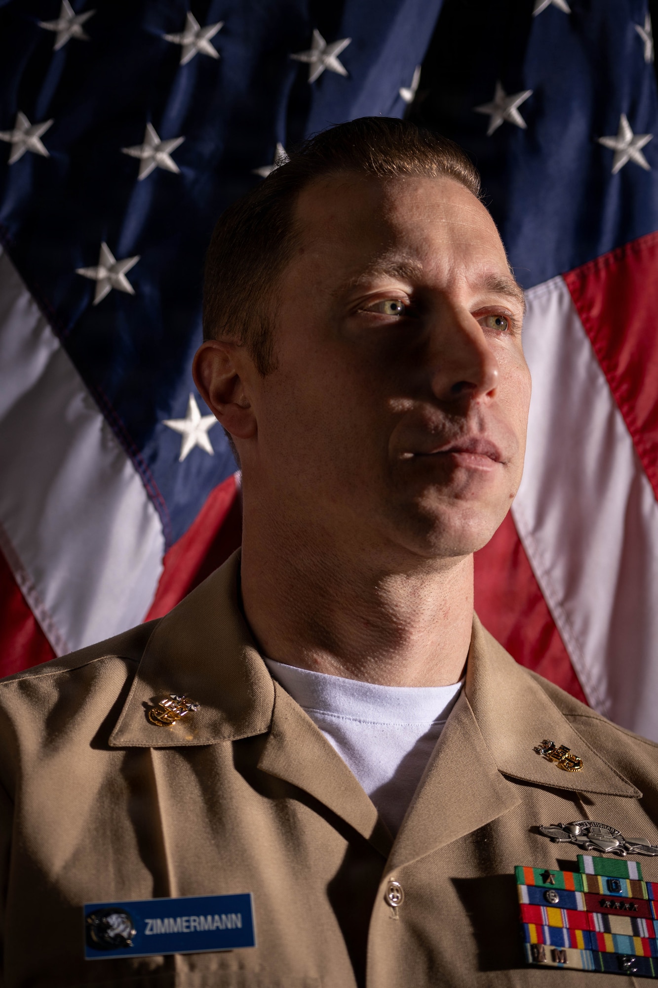 U.S. Navy Master Chief Air Traffic Controller Eric Zimmermann, Navy Reserve, Tactical Air Control Group 1 command senior enlisted leader, poses for a photo at Joint Base Elmendorf-Richardson, Alaska, Feb. 27, 2026.