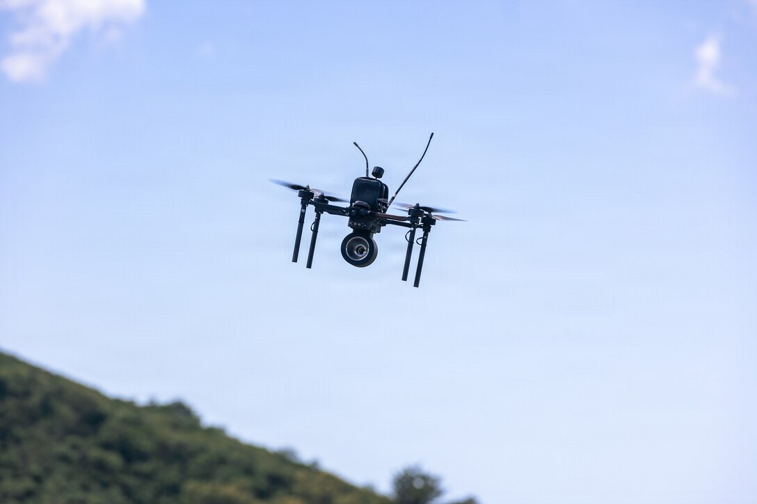 A Neros Archer first-person view drone is operated by U.S. Marines with Light Armored Reconnaissance Company, Battalion Landing Team 3/6, 22nd Marine Expeditionary Unit (Special Operations Capable), during attack drone training at Camp Santiago, Puerto Rico, March 29, 2026. U.S. military forces are deployed to the Caribbean in support of the U.S. Southern Command mission, Department of War-directed operations, and the president’s priorities to disrupt illicit drug trafficking and protect the homeland. (U.S. Marine Corps photo)