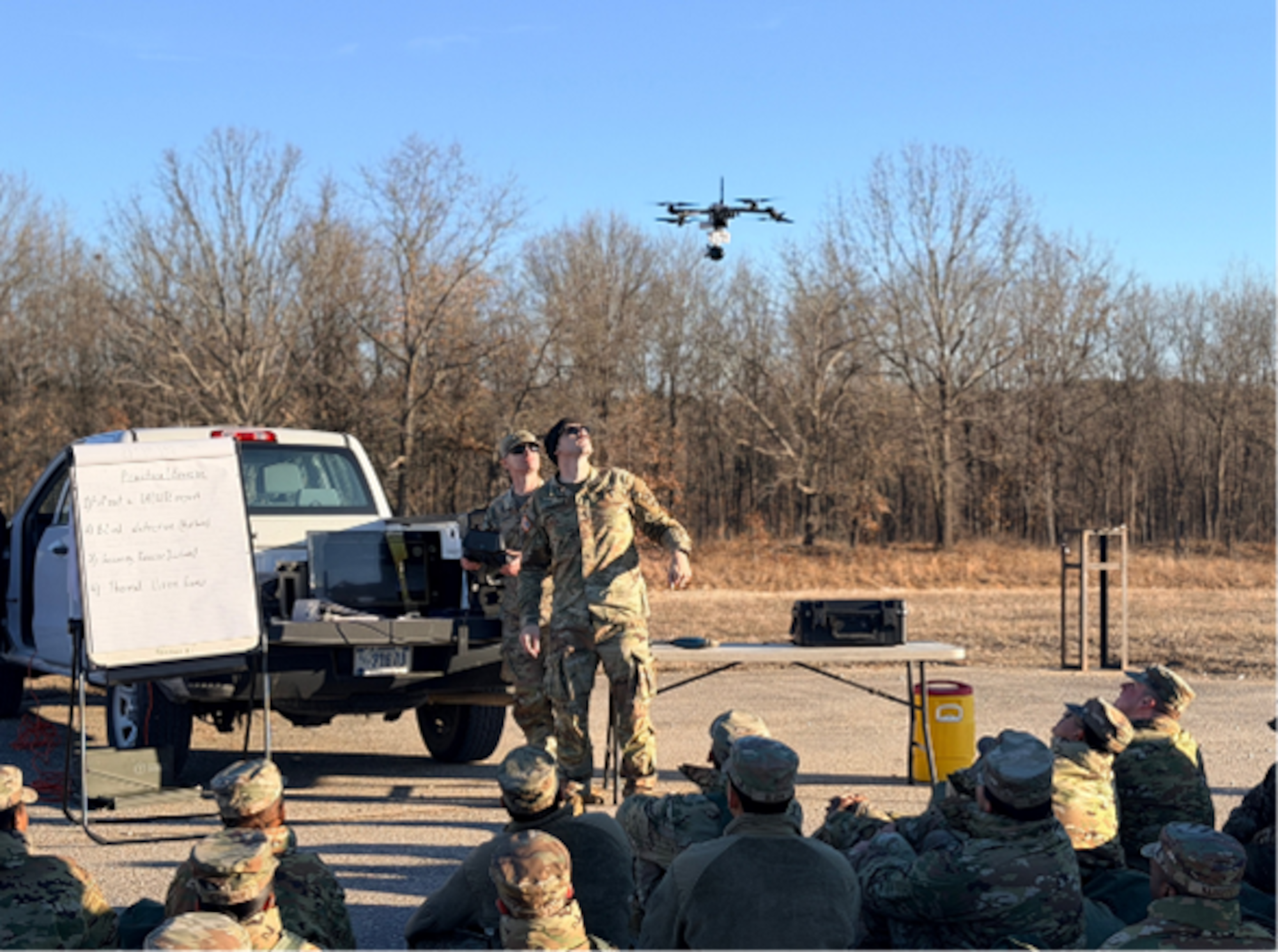 Soldiers from the Combat Training Company demonstrate UAS capabilities to 368 TRS Airmen