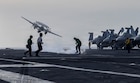 An E-2D Hawkeye, attached to Airborne Command & Control Squadron (VAW) 117, launches from the flight deck of Nimitz-class aircraft carrier USS Abraham Lincoln (CVN 72) during Operation Epic Fury, March 31, 2026. (U.S. Navy photo)