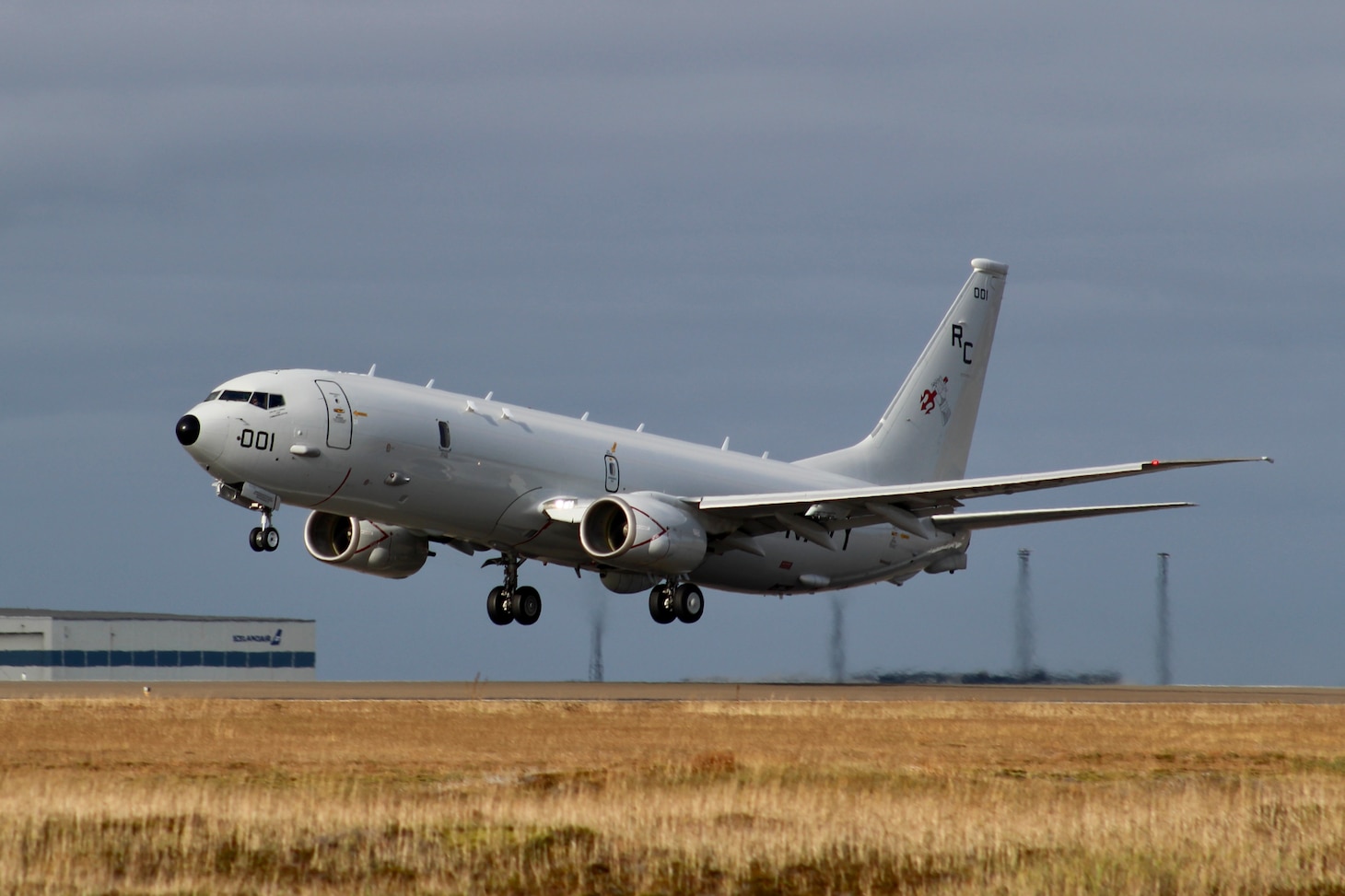 A P-8A Poseidon aircraft, attached to Patrol Squadron (VP) 46, performs a touch and go during a training flight at Keflavík Air Base, September 25, 2025. VP-46 and VP-69 are on a joint deployment to the U.S. 6th Fleet area of operations to support warfighting effectiveness, lethality and readiness of U.S. Naval Forces Europe-Africa, and defend U.S., Allied and partner interests in the region.