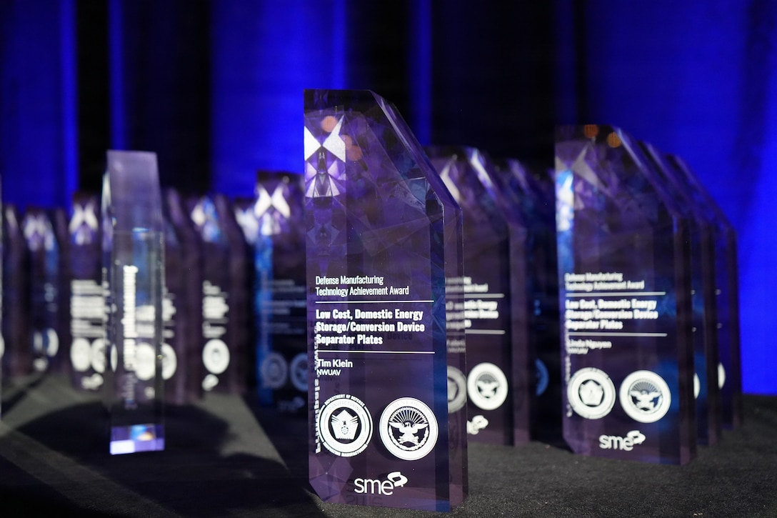 The Office of the Secretary of War Manufacturing Technology Program honored the remarkable achievements of Chris Peters and Adele Ratcliff for their commitment and contributions to defense manufacturing with the 2025 ManTech Champion Awards, March 30, 2026.