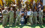 Isabella Serrano and U.S. Army Staff Sgt. Arthur A. Garcia, a cannon crew member from the 25th Infantry Division, were celebrated as the parents of the 25th baby born to the division in 2026. The recognition took place at Desmond T. Doss Health Clinic, Schofield Barracks, on April 1, 2026, with leadership from Tripler Army Medical Center and the 25th Infantry Division in attendance. Serrano expressed her appreciation for the TAMC Centering Pregnancy Program, describing it as the best experience she had during her pregnancy. (Defense Health Agency photo by Khinna Kaminske)