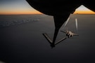 A U.S. Air Force KC-135 Stratotanker aircraft refuels a U.S. Air Force F-35A Lightning II aircraft during Operation Epic Fury in the U.S. Central Command area of responsibility April 5, 2026. (U.S. Air Force photo)