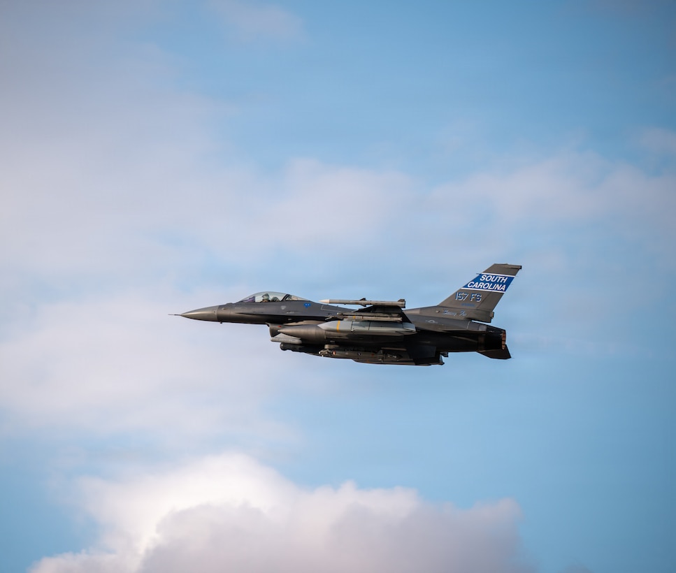A U.S. Air Force F-16 Fighting Falcon aircraft takes off for a combat flight during Operation Epic Fury, March 29, 2026. (U.S. Air Force Photo)