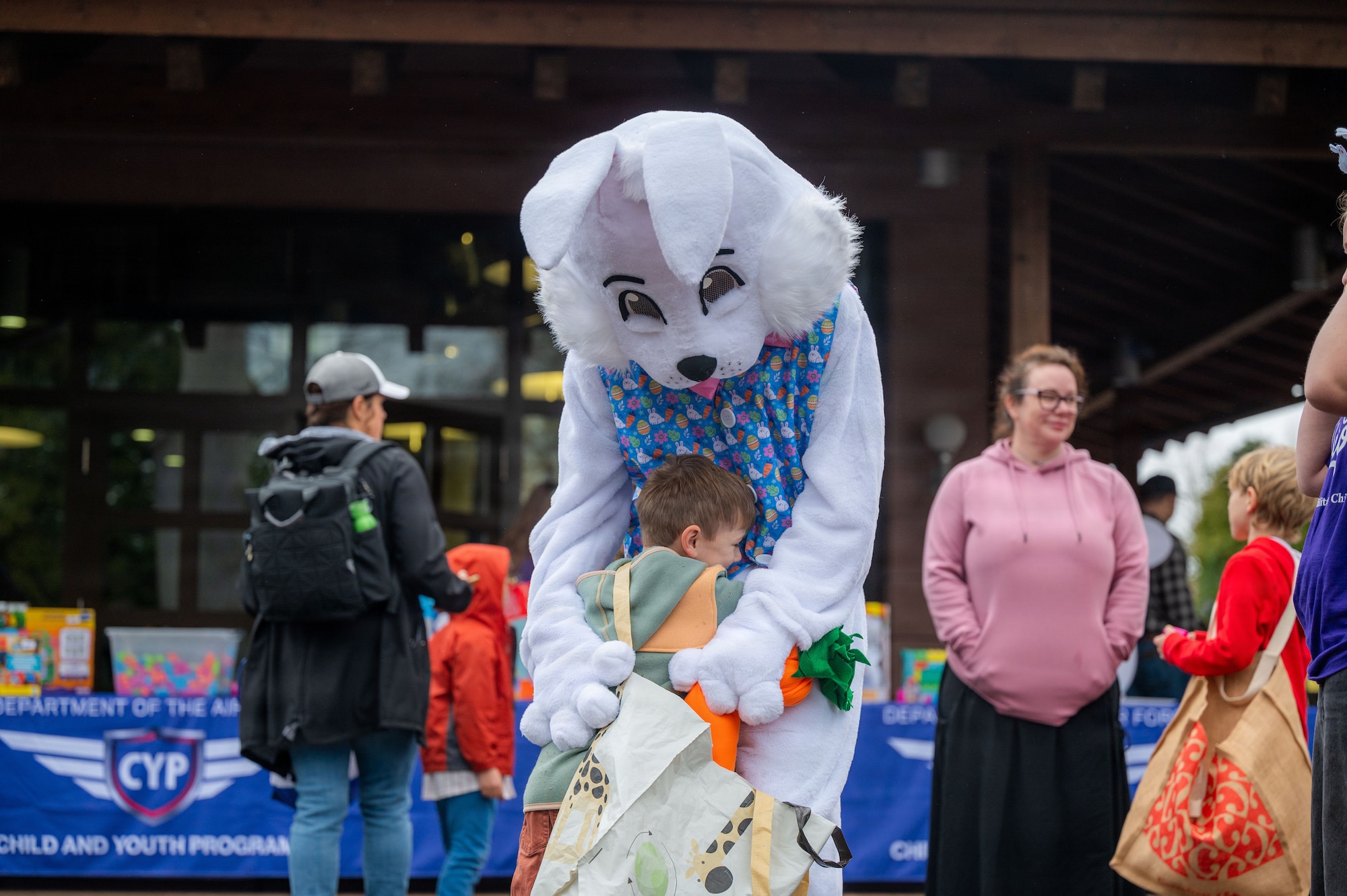Children participate in an egg hunt during an Easter event at Ramstein Air Base, Germany, April 4, 2026.