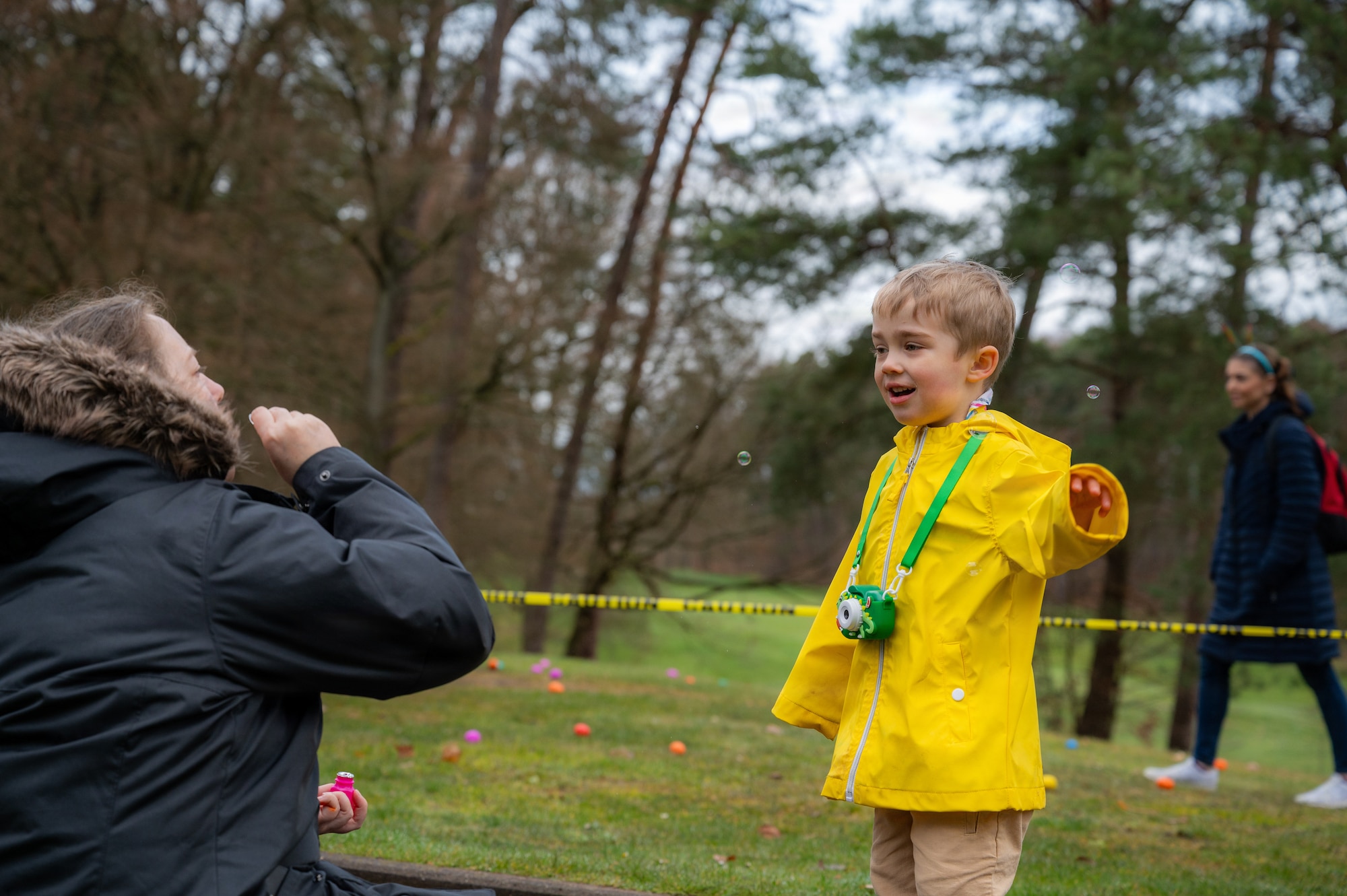 Children participate in an egg hunt during an Easter event at Ramstein Air Base, Germany, April 4, 2026.