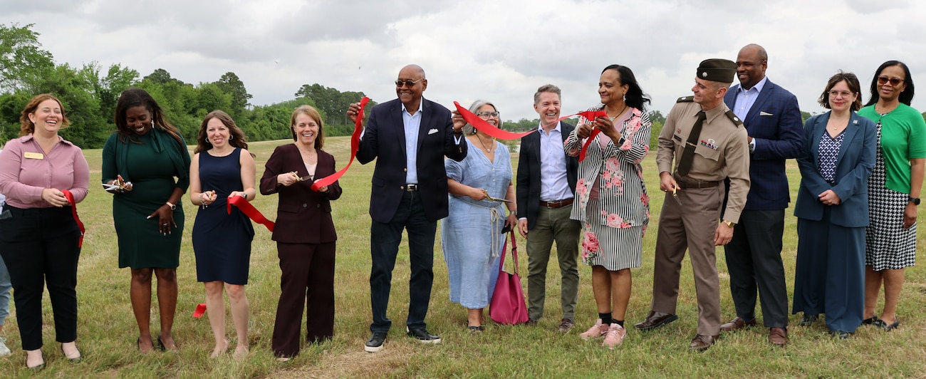 Federal, state and local leaders join the U.S. Army Corps of Engineers Galveston District and the Harris County Flood Control District on Thursday for a ribbon cutting celebrating completion of the White Oak Bayou Federal Flood Damage Reduction Project in northeast Houston. The project helps reduce flood risk for nearby homes, businesses and transportation corridors.
