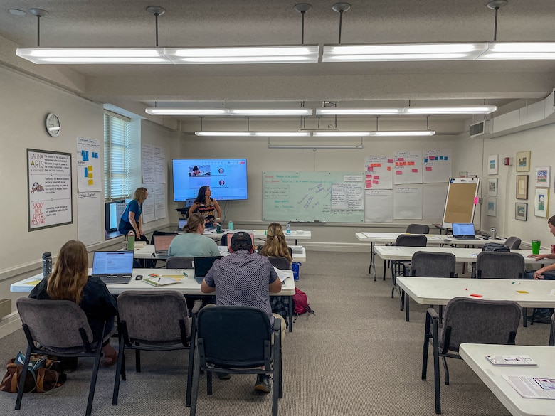 Instructors leading a class.
