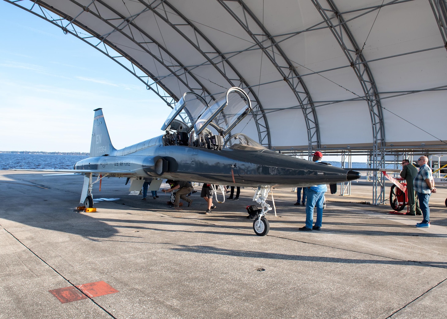 The arrival of FRCSE’s first T-38 marks the start of the command’s work supporting the Air Force’s Talon Repair, Inspection and Maintenance program overhaul and repair effort.
