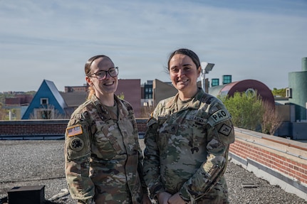 U.S. Army Staff Sgts. Tianna Wilson, Georgia National Guard, and Brianna Rodriguez-Munns, Arkansas National Guard, public affairs noncommissioned officers assigned to Joint Task Force–District of Columbia, provided immediate medical aid to a minor involved in a vehicle-versus-scooter accident in Washington on March 31.