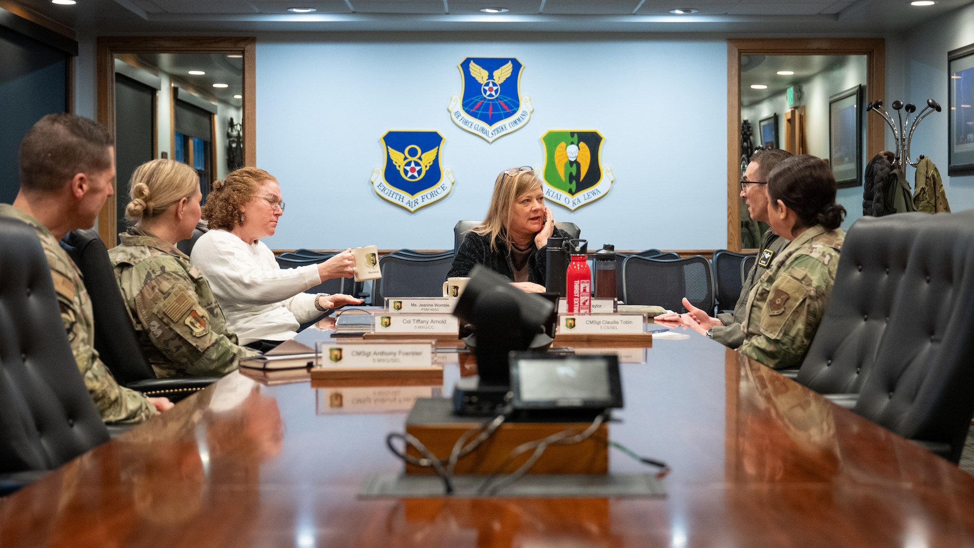 House Armed Services Committee staff members are briefed by U.S. Air Force Col. Thomas Taylor.