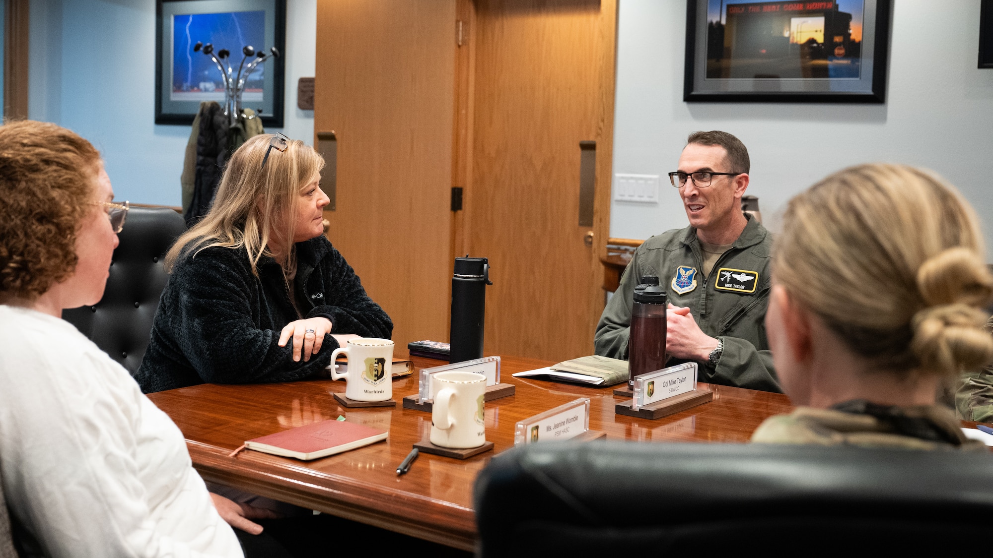 House Armed Services Committee staff members are briefed by U.S. Air Force Col. Thomas Taylor.