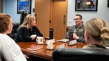 House Armed Services Committee staff members are briefed by U.S. Air Force Col. Thomas Taylor.