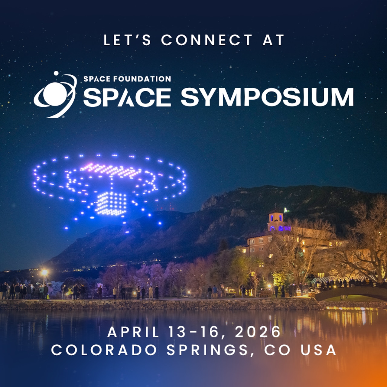 Space Foundation graphic for the 41st Space Symposium. Attendees of the 40th Space Symposium enjoyed a drone show presented by the St. Vrain Valley Schools after Opening Ceremonies on April 7th, 2025. (Graphic courtesy of Space Foundation)