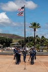 The U.S. Air Force Honor Guard Drill Team performs for Kapolei High School, Kapolei, Hawaii, March 30, 2026. The team engaged with Kapolei’s U.S. Marine Corps Junior Reserve Officer Training Corps cadets over the weekend before performing for the entire high school. (U.S. Air Force photo by Staff Sgt. Jordan Powell)