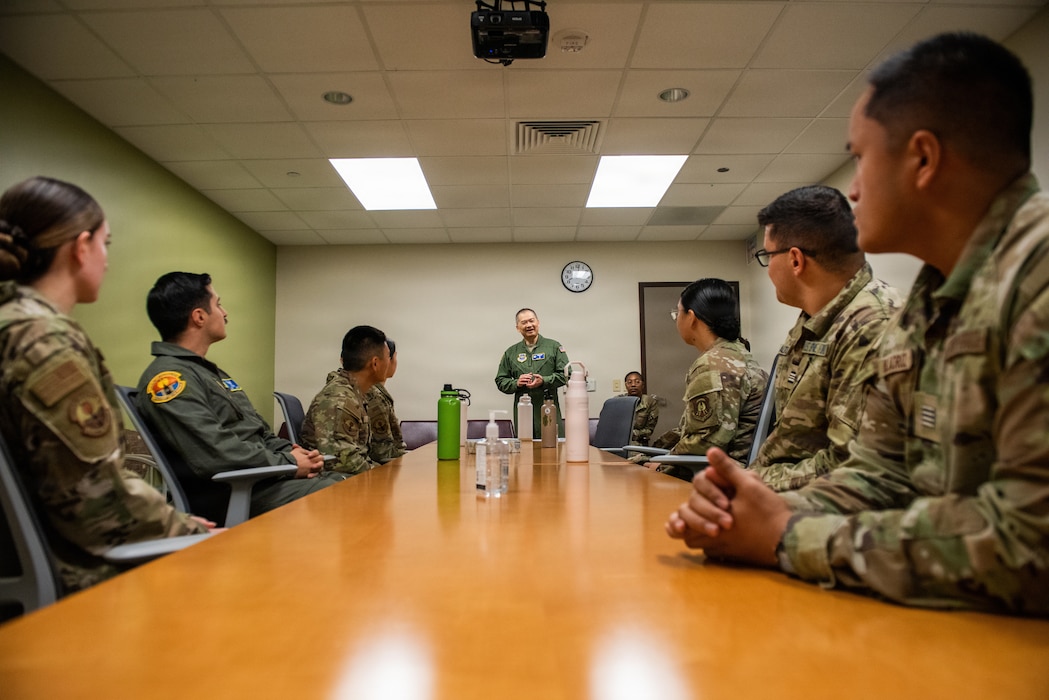 Commander briefs cadets during tour