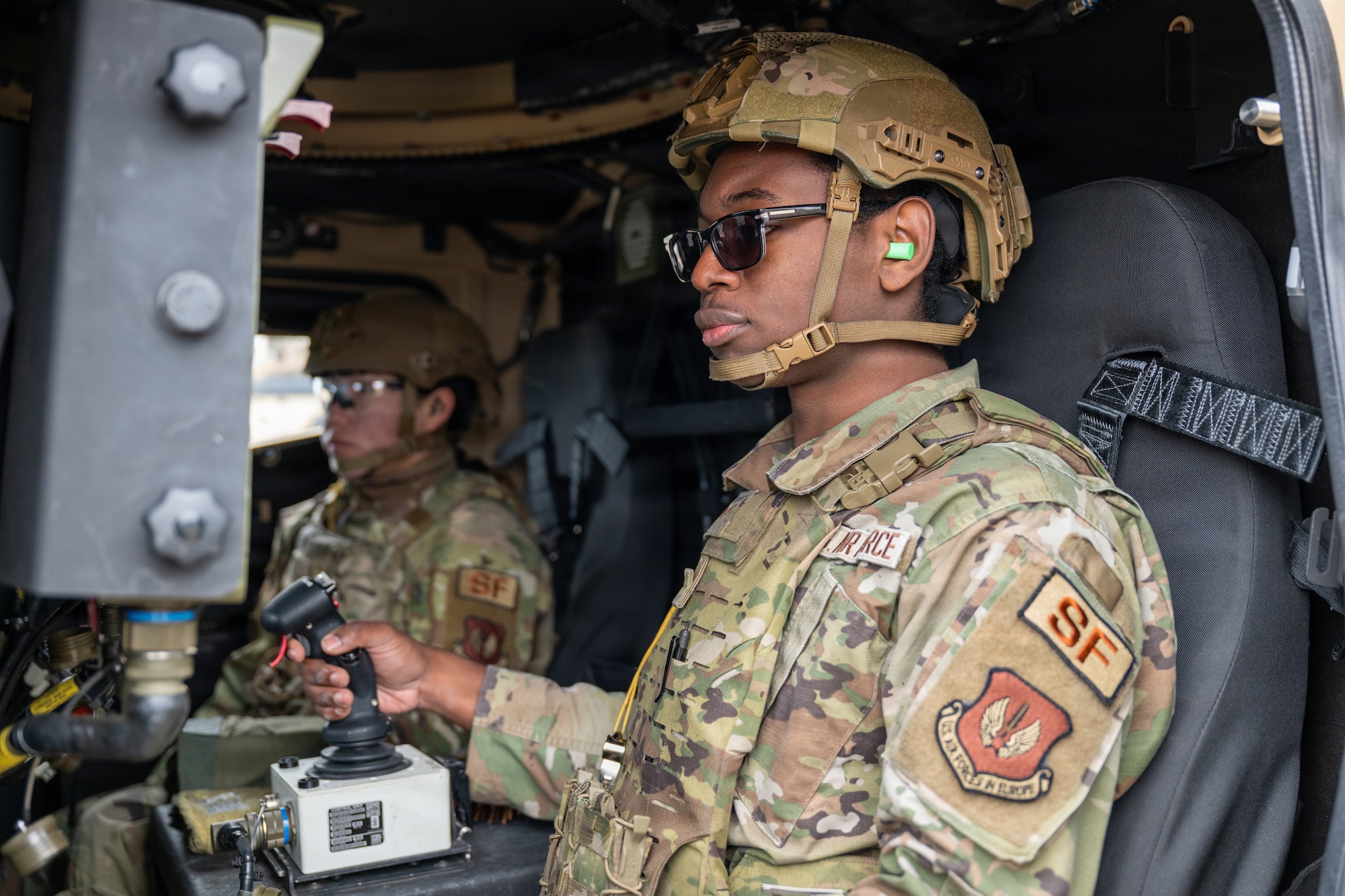 An airman operates a CROWS system.