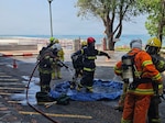 Firefighters from the Port of Laem Chabang participate in subject matter expert exchange with Soldiers from the Washington Army National Guard at the Port of Laem Chabang and Sri Racha Hospital, Thailand, March 7, 2026. Courtesy photo.