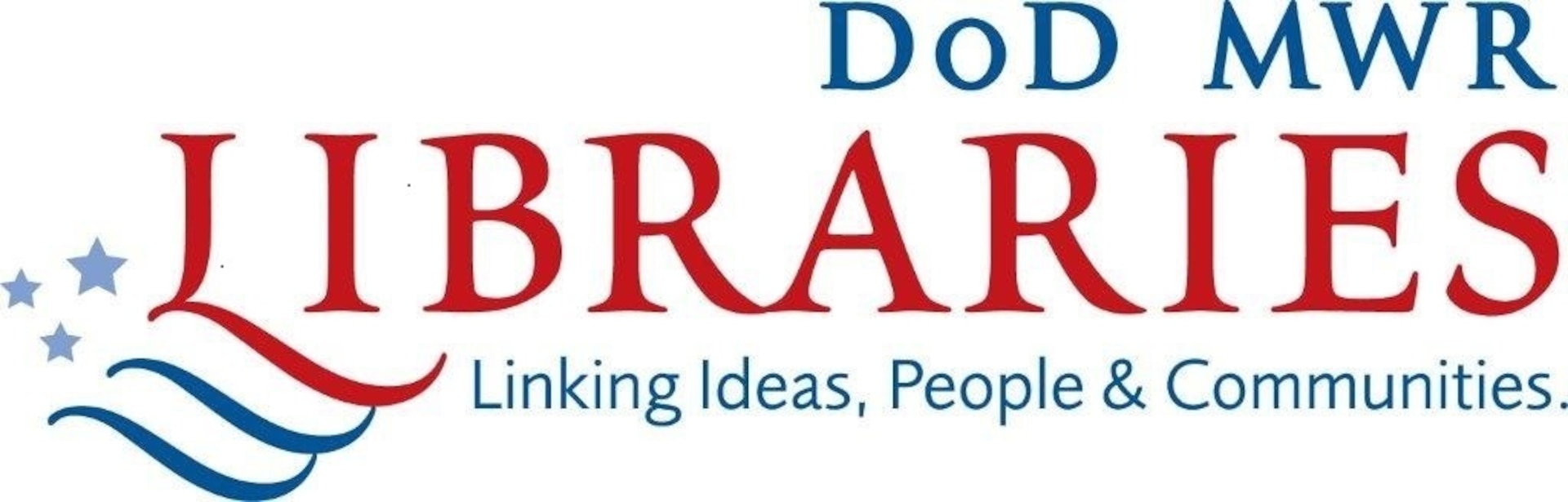 DoD MWR Libraries logo with blue and red text