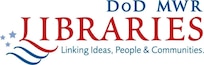 DoD MWR Libraries logo with blue and red text