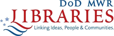 DoD MWR Libraries logo with blue and red text