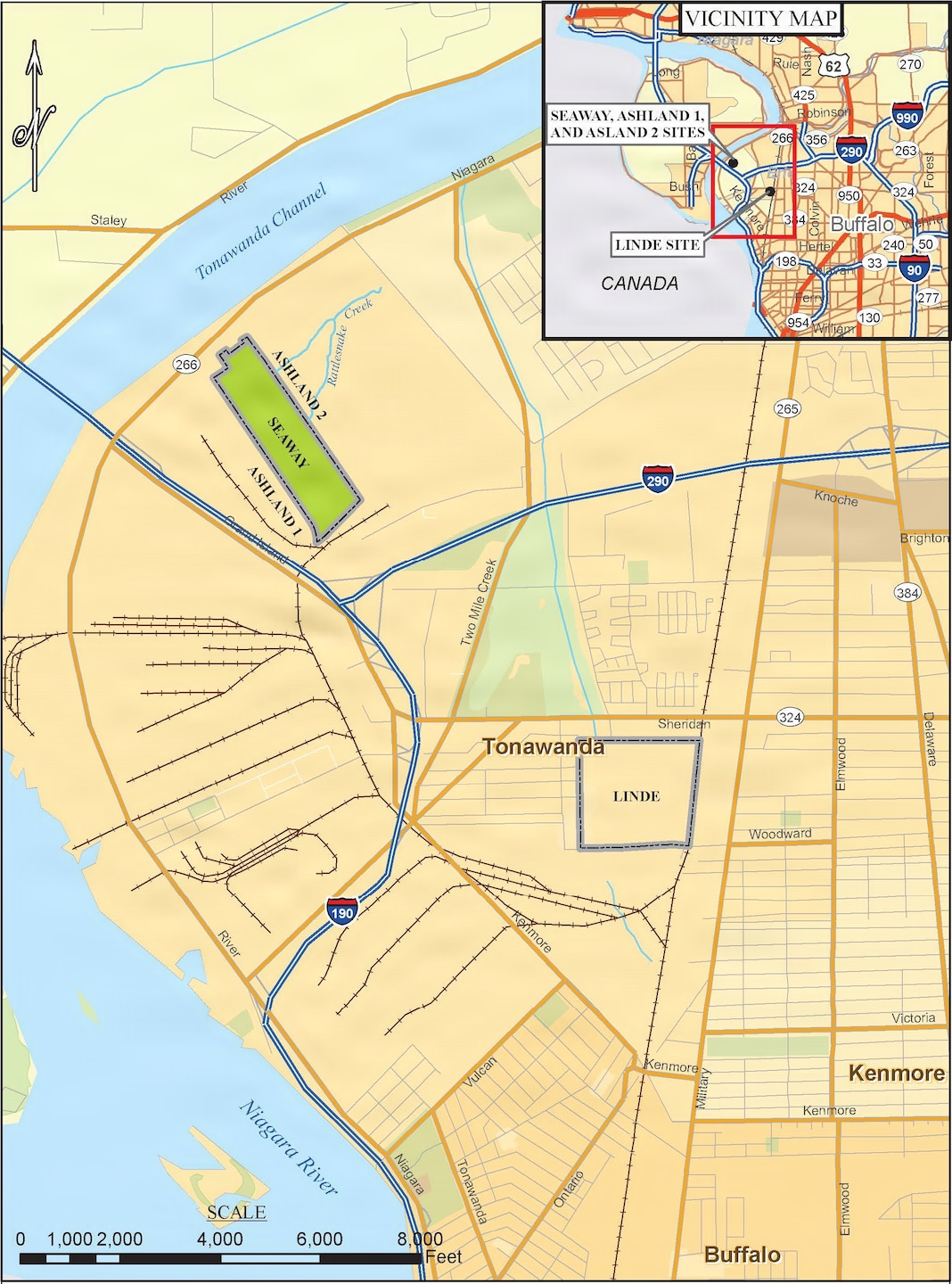 Graphic representation of the Seaway site in Tonawand, NY.