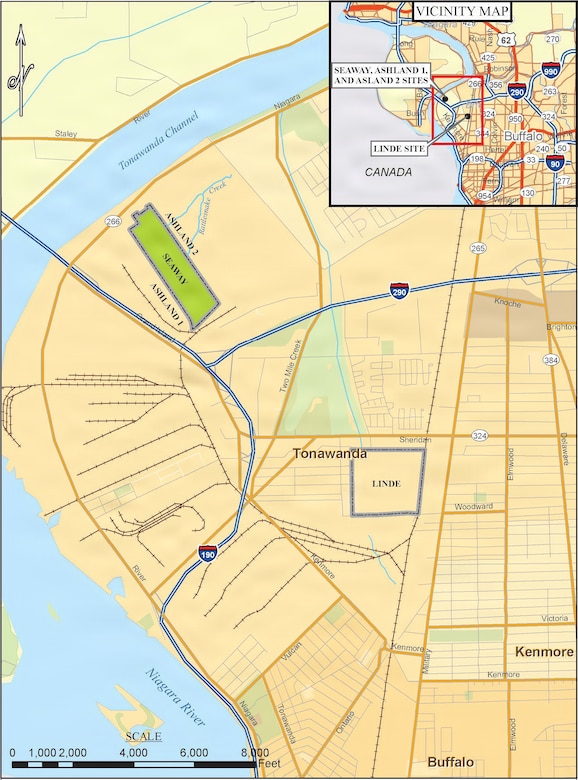 Graphic representation of the Seaway site in Tonawand, NY.
