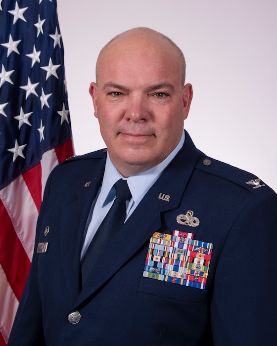 Maryland Air National Guard Col. Steven P. Harrigan, deputy commander of the 175th Wing, sits for an official portrait at Warfield Air National Guard Base at Martin State Airport, December 9, 2025.