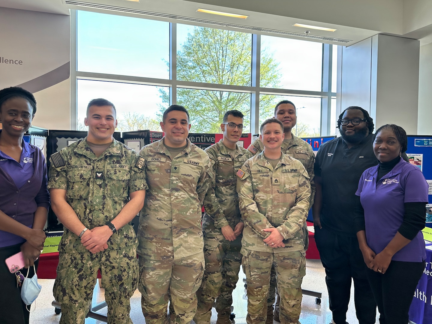 FORT BELVOIR, Va. (April 8, 2026)--Pubic Health team members of the Alexander T. Augusta Military Medical Center (ATAMMC) stand proudly while recognizing National Public Health Week during an exhibition April 6, 2026.