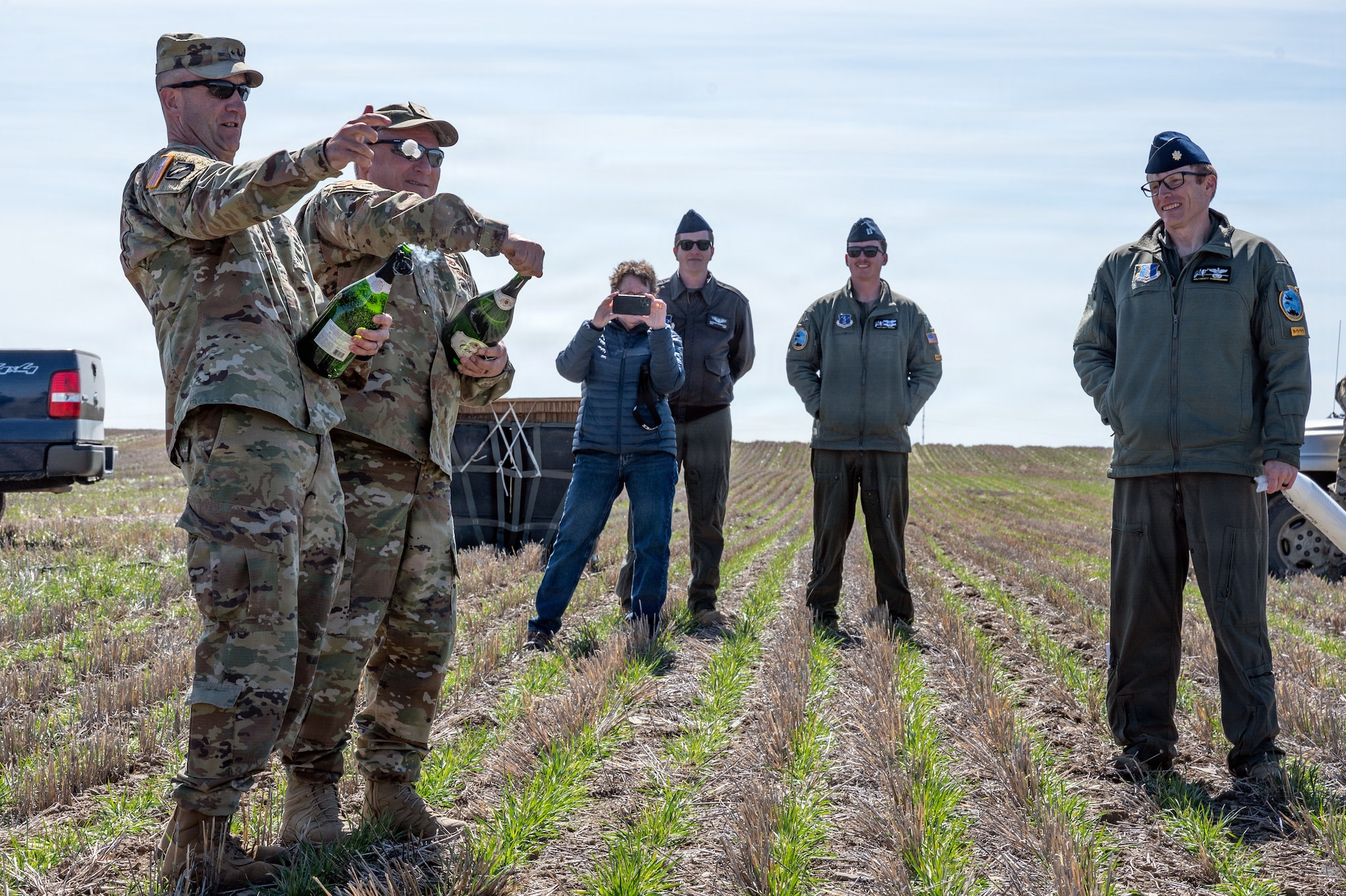 Montana National Guard leaders mark the opening of the Vigilante Drop Zone during a ceremony near Power, Montana, April 6, 2026