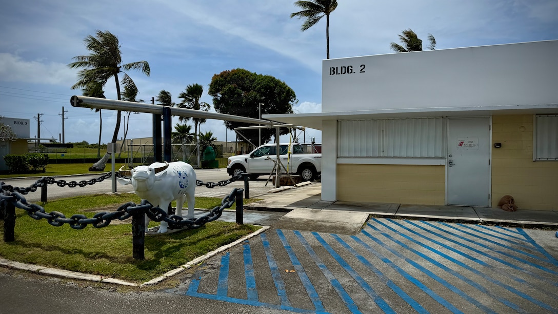Members of U.S. Coast Guard Base Guam prepare the unit for heavy weather on April 10, 2026, ahead of storm Sinlaku. The U.S. Coast Guard is coordinating with the National Weather Service, Guam Homeland Security/Office of Civil Defense, Commonwealth of the Northern Mariana Islands Office of Homeland Security and Emergency Management, and local and federal partners as part of a unified One Marianas response. (U.S. Coast Guard photo by Chief Warrant Officer Sara Muir)