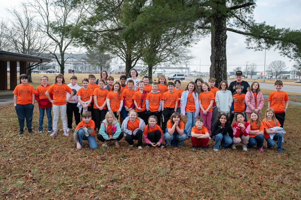 Fourth grade students with Hickerson Elementary toured Arnold Air Force Base, headquarters of Arnold Engineering Development Complex, Feb. 11, 2026. The students learned about the base as a whole along with meeting engineers and other personal essential to daily base operations. The students were then able to take what they learned on the tour and present it during their first ever Meet the Heroes: Community Partner Hall of Fame event that was held at the school, April 6, 2026. The event featured the school’s students hosting interactive booths where they gave briefs about the organizations that they had toured previous to the presentation. (U.S. Air Force photo by Keith Thornburgh)