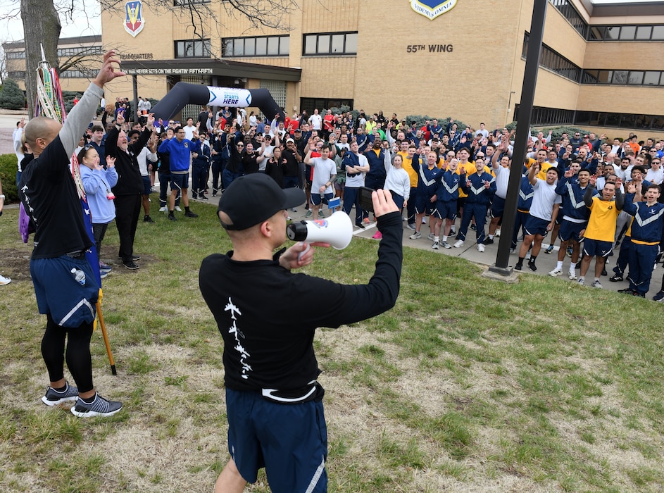 Airmen run in a 5.5. km run