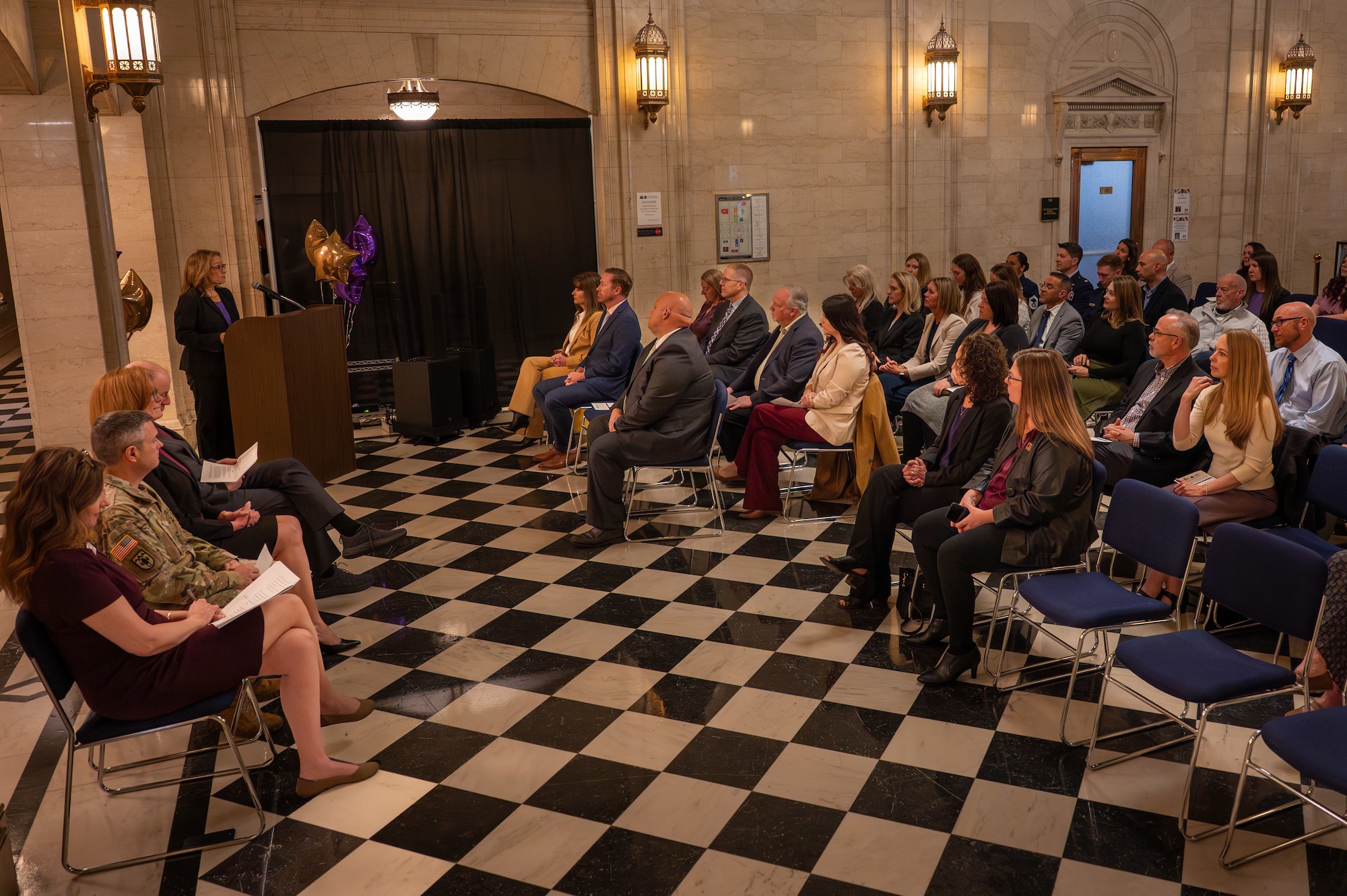 people speak to audience members