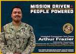 Naval Medical Forces Development Command and the Navy Medicine Training Support Command are mission driven and people powered. Petty Officer 3rd Class Arthur Frazier is an instructor supervisor with NMTSC’s Directorate for Academic Support, Hospital Corpsman Basic, and ensures all instructor qualifications are met and maintained for highly qualified instructors to send corpsman to the fleet. (U.S. Navy graphic by Malcolm McClendon)