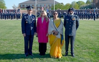 Air Force Chief of Staff Gen. Ken Wilsbach and Chief Master of the Air Force David Wolfe greet Indian Air Force Chief of the Air Staff Air Chief Marshal Omar Preet Singh at Joint Base Anacostia Bolling, Washington D.C., April 8, 2026. (Photo by Chad Trujillo)