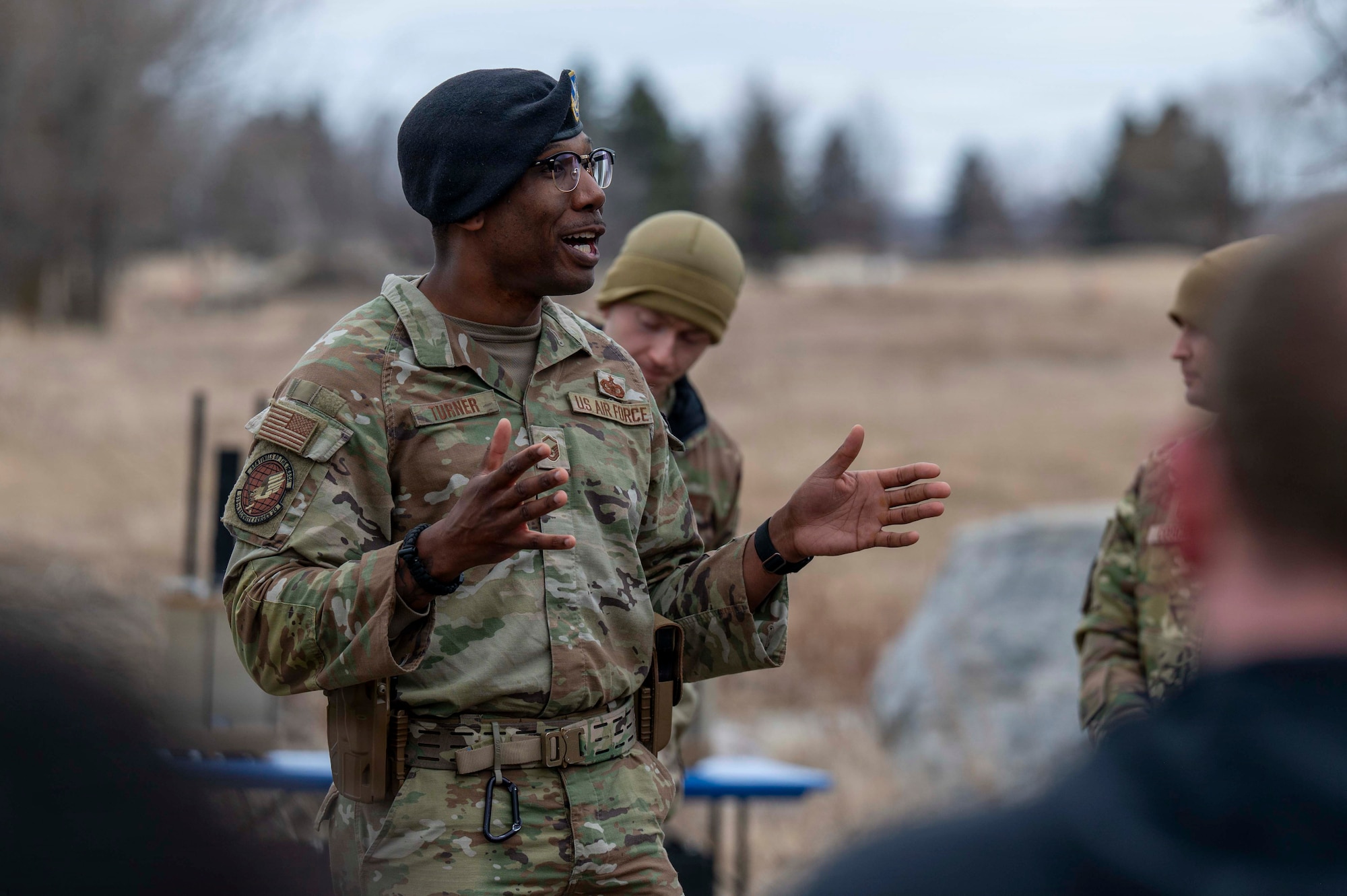 Master Sgt. Correy Turner, Point Defense Battle Lab red force lead, an operational demonstration during a Point Defense Battle Lab ribbon cutting ceremony at Grand Forks Air Force Base, North Dakota, April 9, 2026.