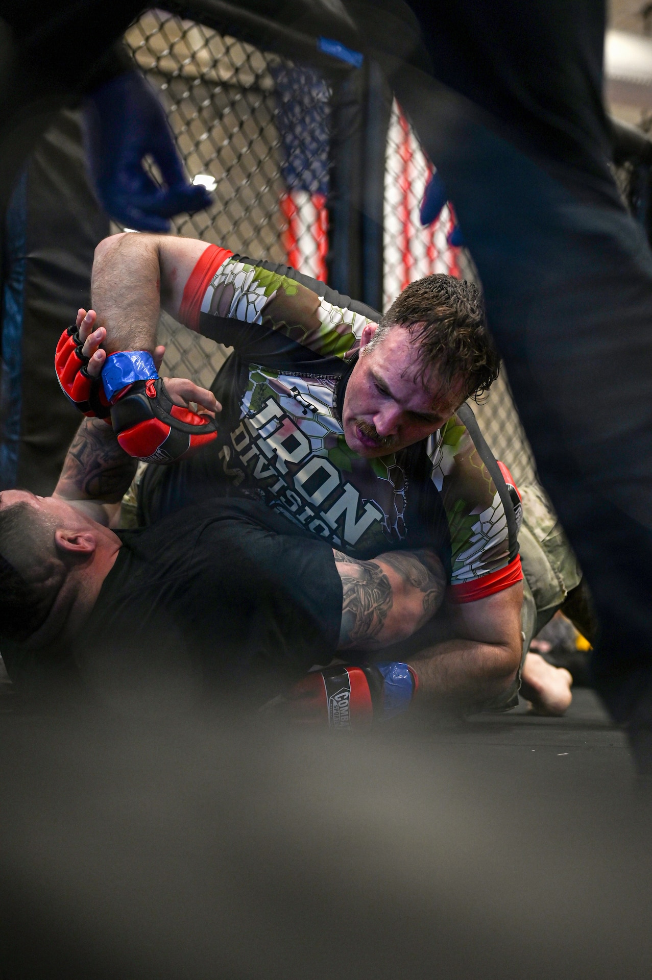 U.S. Army Staff Sgt. Alexander Myers (right), Pennsylvania Army National Guard, competes in the heavyweight finals during day three of the 2026 Lacerda Cup All-Army Combatives Championship at Fort Benning, Ga. Apr. 10, 2026. The two Army National Guard teams finished the tournament with third and sixth place team standings out of twenty-one teams competing, with three National Guard Soldiers earning championship belts. (U.S. Army National Guard photo by Sgt. 1st Class Shane Smith)