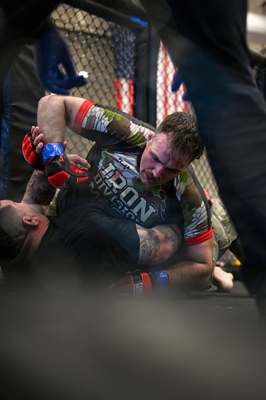 U.S. Army Staff Sgt. Alexander Myers (right), Pennsylvania Army National Guard, competes in the heavyweight finals during day three of the 2026 Lacerda Cup All-Army Combatives Championship at Fort Benning, Ga. Apr. 10, 2026. The two Army National Guard teams finished the tournament with third and sixth place team standings out of twenty-one teams competing, with three National Guard Soldiers earning championship belts. (U.S. Army National Guard photo by Sgt. 1st Class Shane Smith)