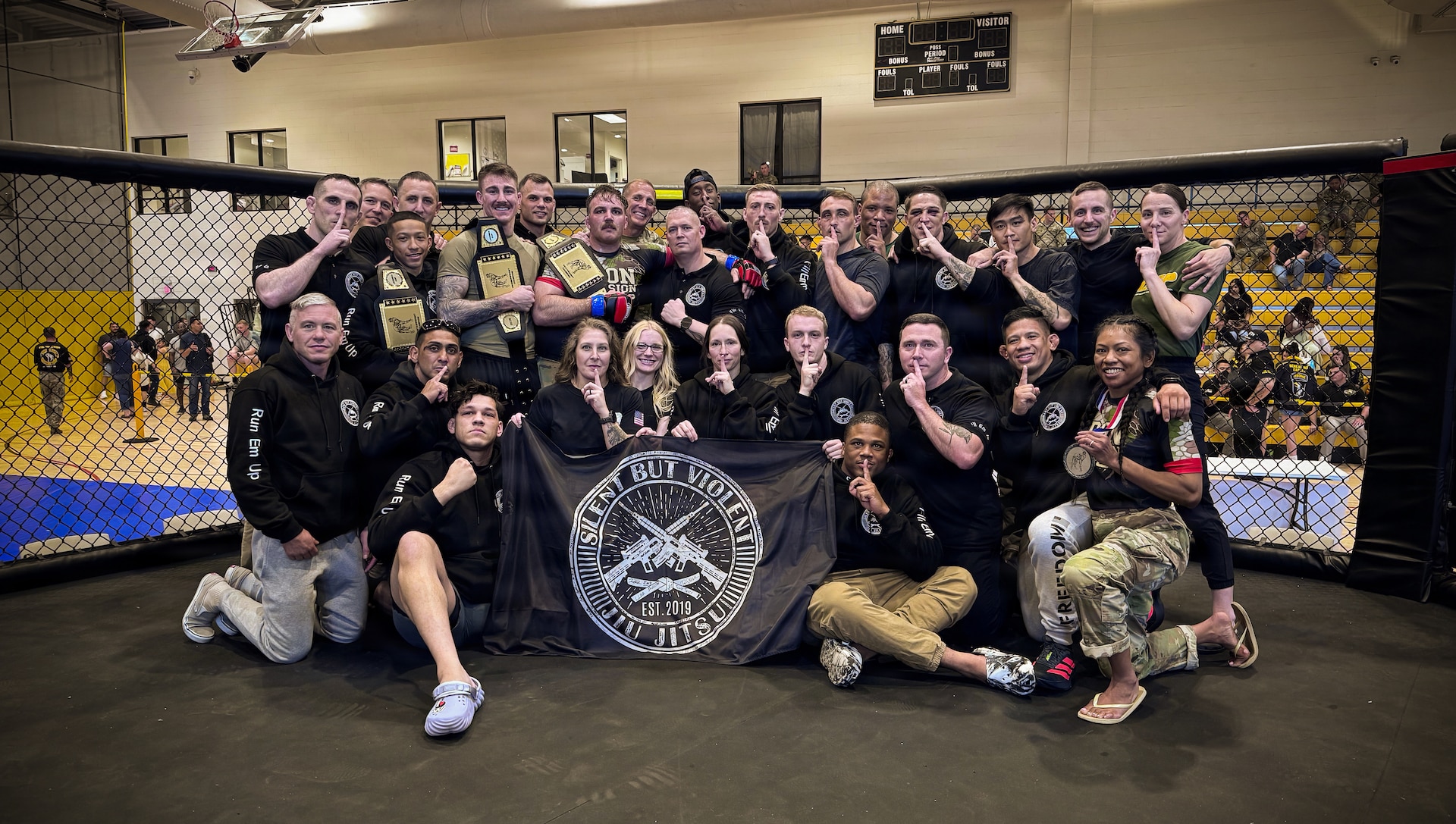 U.S. Army National Guard Soldiers compete in the finals during day three of the 2026 Lacerda Cup All-Army Combatives Championship at Fort Benning, Ga. Apr. 10, 2026. The two Army National Guard teams finished the tournament with third and sixth place team standings out of twenty-one teams competing, with three National Guard Soldiers earning championship belts. (U.S. Army National Guard photo by Sgt. 1st Class Shane Smith)