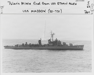 USS Maddox (DD-731) stands by as a Polaris missile fired by USS Ethan Allen (SSBN-608) breaks the surface of the Pacific Ocean, during Exercise Frigate Bird of Operation Dominic, May 6, 1962. Official U.S. Navy photograph from the collections of the Naval History and Heritage Command. 

SSP is the Navy command responsible for sustaining the Navy’s SWS on the Ohio-class SSBN and supporting the integration of the D5LE weapon system on the new Columbia-class SSBNs. Looking to the future, SSP is actively modernizing the sea-based leg of the nuclear triad through development of the D5LE2 SWS and pioneering regional strike capabilities of the future through development of the nuclear-armed sea launched cruise missile (SLCM-N) and the non-nuclear hypersonic conventional prompt strike system (CPS).