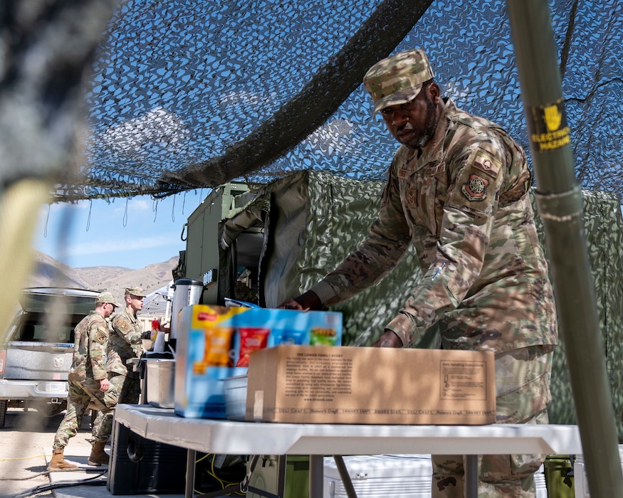 Airmen assigned to the 151st Force Support Squadron Sustainment Services Flight mobilized their field kitchen for the 151st Security Forces Squadron during their two-week annual training for 2026.