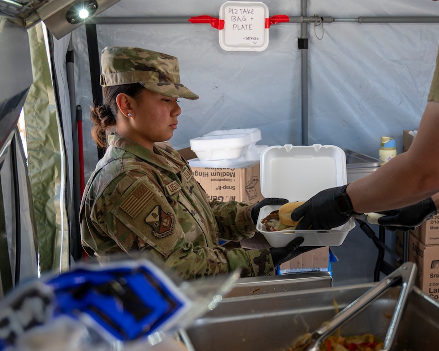 Airmen assigned to the 151st Force Support Squadron Sustainment Services Flight mobilized their field kitchen for the 151st Security Forces Squadron during their two-week annual training for 2026.