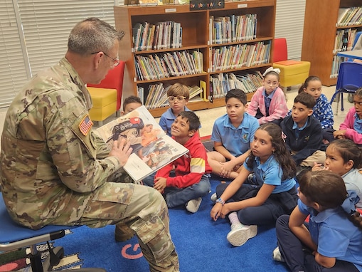 Fort Buchanan commander honors military children during visit at elementary school on Puerto Rico