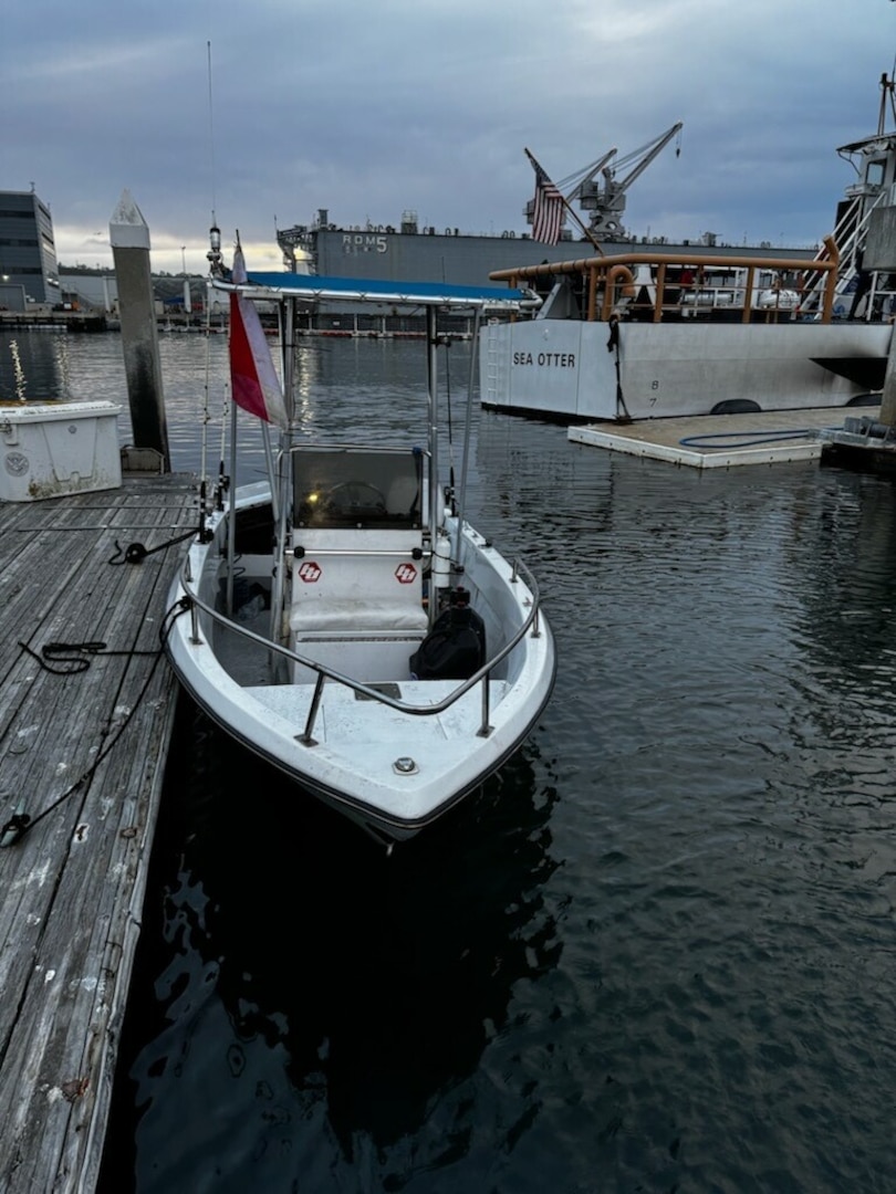 A vessel used to transport four suspected aliens sits vacant in San Diego, California, April 9, 2026. A Coast Guard boarding team assigned to the 87-foot Marine Protector-Class Coast Guard Cutter Narwhal (WPB-87335) interdicted three suspected aliens approximately 5 miles offshore of Point Loma. (U.S. Coast Guard courtesy photo)