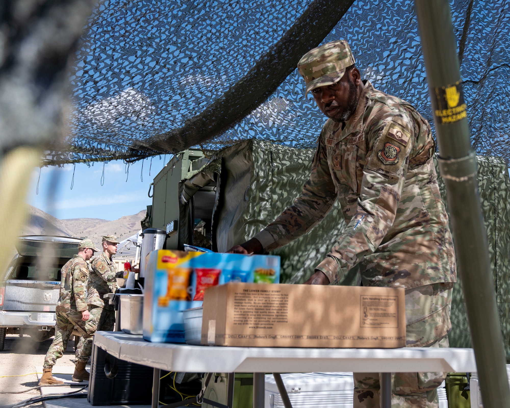 Airmen assigned to the 151st Force Support Squadron Sustainment Services Flight mobilized their field kitchen for the 151st Security Forces Squadron during their two-week annual training for 2026.